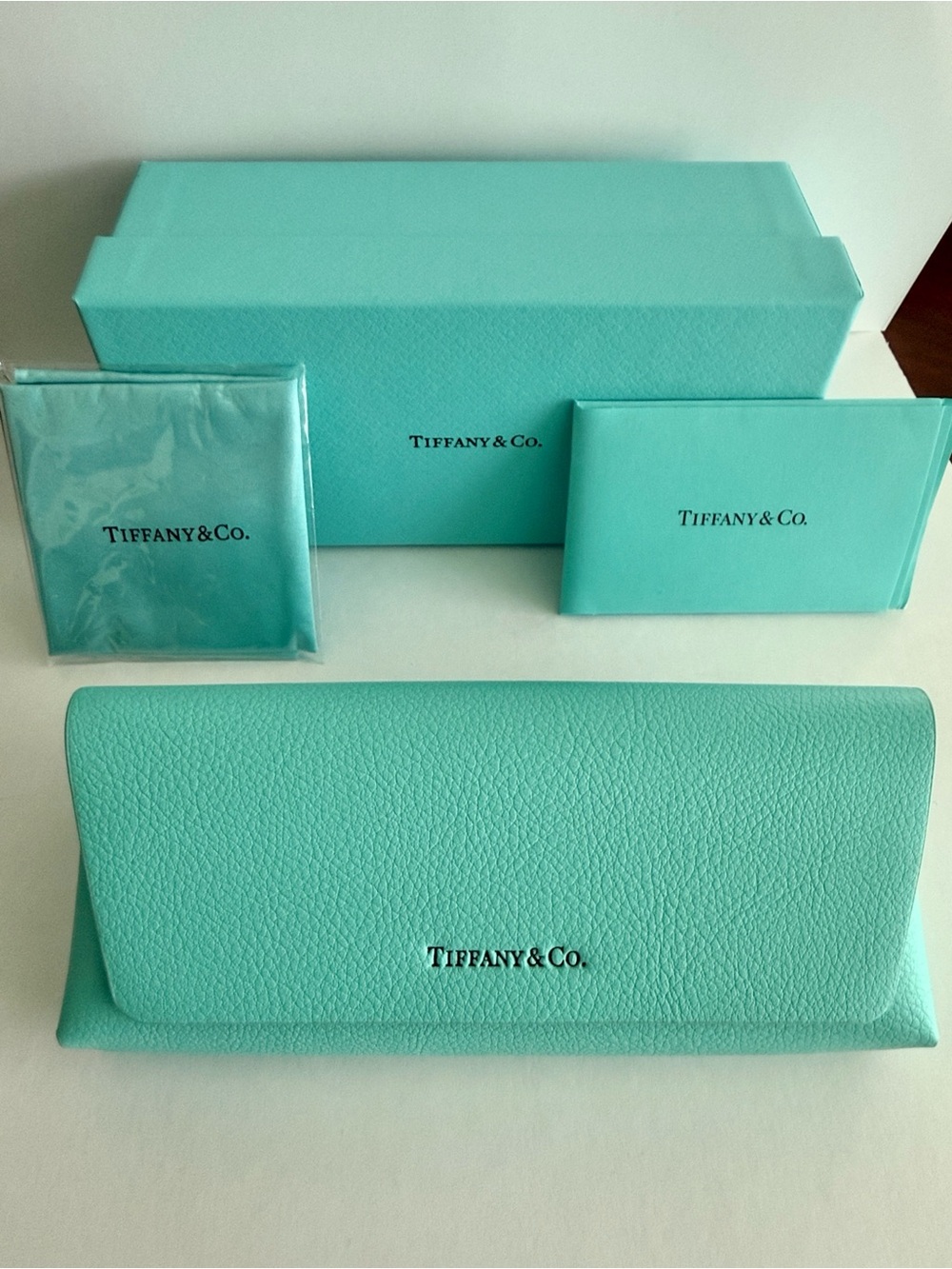 🩵 Tiffany & Co. Embossed Leather Sunglasses Case Kit